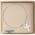 thumbnail image 3 of 7 1/2 inch Round Double Loop Bangle Bracelet w/ Cross medal charm w/ March Blue Swarovski Crystal, 3 of 3