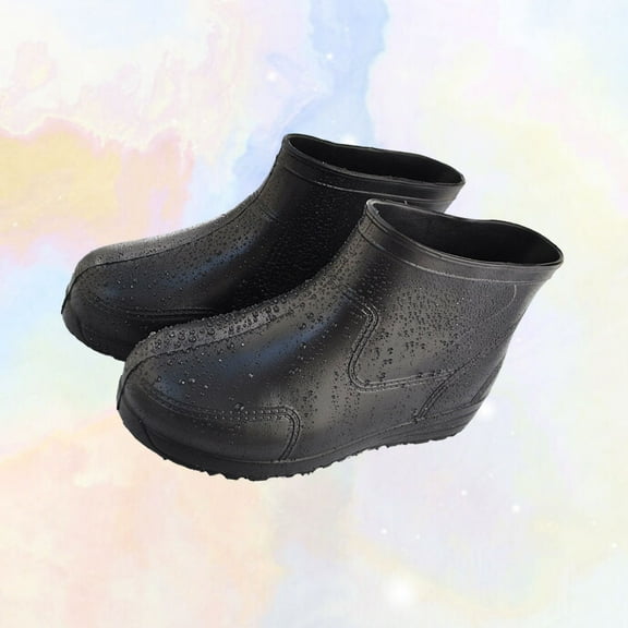 ORDDIART 1 Pair Wear-resistant Black EVA Rain Shoes for Men with Non-slip and Concave and Convex Sole