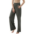 thumbnail image 2 of Liacowi Women Summer Casual Palazzo Pants Elastic High Waisted Wide Leg Long Lounge Trousers Solid Color Loose Flowy Beach Yoga Pants, 2 of 9
