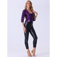 thumbnail image 2 of DARING DIVA Sequin Open Front Party Shiny Glitter Sparkly Shrug Blazer M Dark Purple, 2 of 6