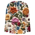thumbnail image 4 of Cárdigan holgado informal con estampado de manga larga y botones para mujer, chaqueta de punto, top de poliéster para mujer, 4 of 5
