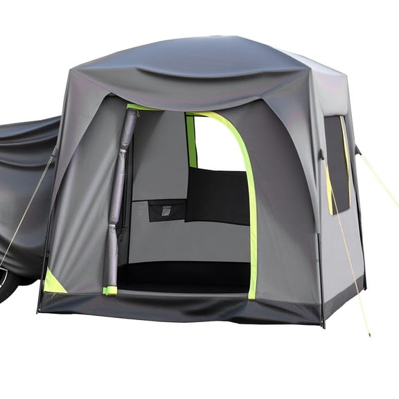 KFFKFF Camping Tent for SUVs, Dimensions 10FT Length x 8FT Width, Double Layered Design Accommodating 5-8 Individuals, PU2000mm Water-Resistant, SUV Tent Featuring Mesh Windows