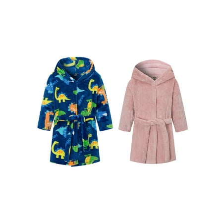 

Xiaoluokaixin Toddlers Kids Boys Girls Sleepwear Hooded Sleeping Gown Dinosaur Long Sleeve Pajamas Fall Warm Flannel Bath Robe