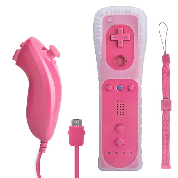 grundlæggende forbrydelse Lydig 1 Pcs Wii Remote with Built-in Motion Plus and Nunchuk, Compatible with  Nintendo Wii, Wii U (Pink) - Walmart.com
