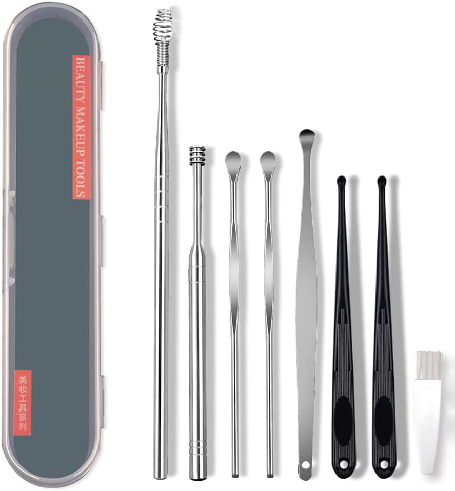 AFANSO Earpick Cleaning Set Health Care Tool Ear Wax Remover Cleaner Curette Kit 8pcs