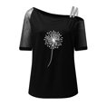 thumbnail image 4 of Gibobby Playera de Manga Corta con Cuello Redondo Mujeres Impreso Hombro Tops Sexy Glitter Camisa manga corta Blusa Tops(Negro,G), 4 of 4