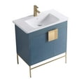 thumbnail image 3 of Fine Fixtures - Modern Blue 30" Bathroom Vanity Set, Satin Brass Hardware, Vitreous China Sink Top, 3 of 5
