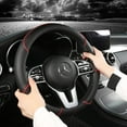 thumbnail image 3 of All Seasons Leather Diamond Steering Wheel Cover Universal Fit for 14 .5-15 Inch Durable Leather Cover Anti-Slip Veins Design, 3 of 9
