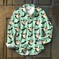 thumbnail image 2 of Shirts For Men Halloween Printed Casual Long Sleeve Button Down Lapel Blouse Comfortable Loose Fit Fall Tops Sky Blue M, 2 of 4