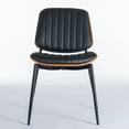 thumbnail image 4 of Hassch Faux Leather Dining Chairs, 2 Pack, Mid-Century Modern Side Chairs with Walnut Bentwood Back, Upholstered Seat and Black Metal Legs, Easy Assembly, 4 of 9