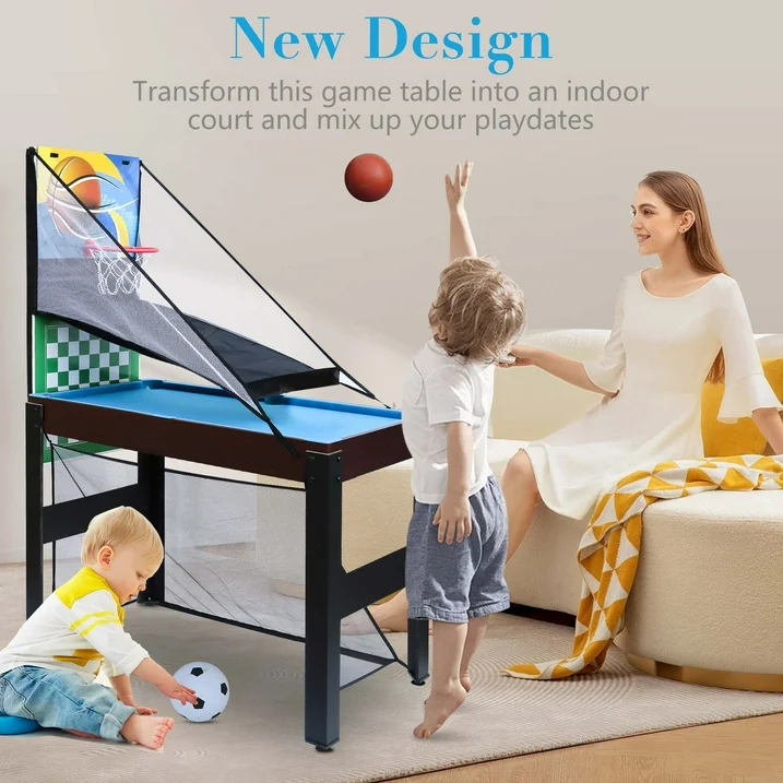 48'' 16 in 1 Multi Game Table, Combo Game Table Set for Game Room, Multifunctional Game Table with Bow, Arrow, Basketball, Football, Hockey, Foosball, Shuffleboard, Ping Pong, Chess, Checker, Bowling