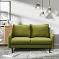 thumbnail image 2 of Hybition Velvet Loveseat Modern Sofa with Wooden Legs for Living Room-Army Green, 2 of 6