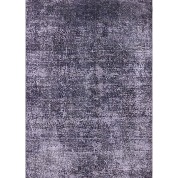 Ahgly Company Indoor Rectangle Mid-Century Modern Purple Navy Blue Oriental Area Rugs, 7' x 10'