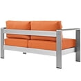 thumbnail image 3 of Modway Shore Outdoor Patio Aluminum Loveseat in Silver Orange, 3 of 4