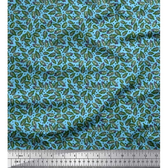 Soimoi Blue Cotton Duck Fabric Rose Leaves Decor Fabric Printed Yard 44 Inch Wide