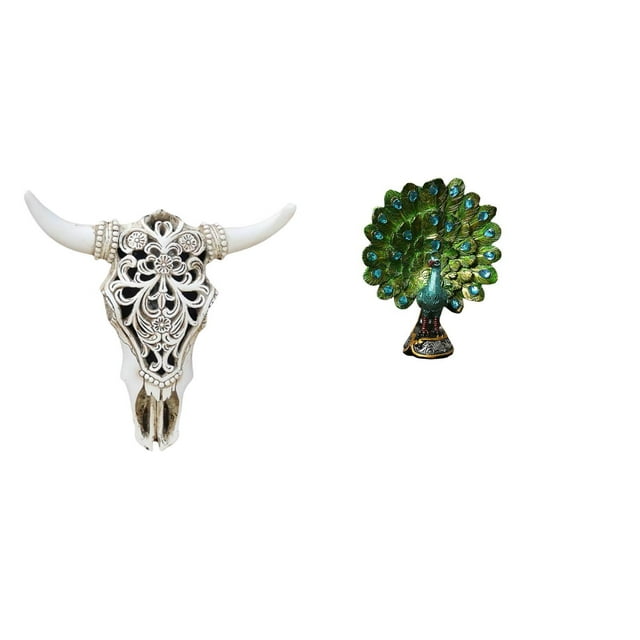 Escultura Colgante De Pared Con Cabeza De Toro Tribal Y Elegante Estatua De Pavo Real Para Oficina, Granja, Dormitorio, Sala De Estar, Decoración Del Hogar.