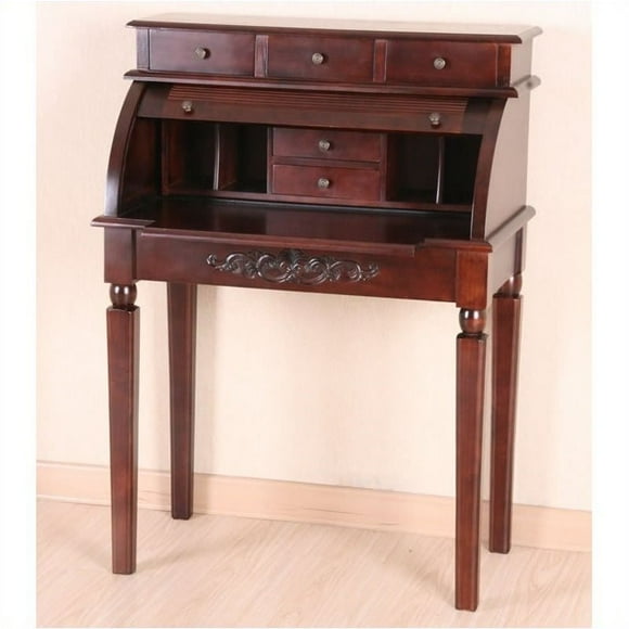 Pemberly Row Roll Top Desk in Dual Walnut Stain