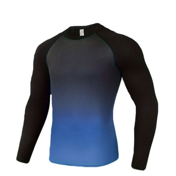 Men's Compression Shirt, Long Sleeve Workout Undershirt Base Layer Athletic Shirt, Men Dry Fit T Shirts Blue XS