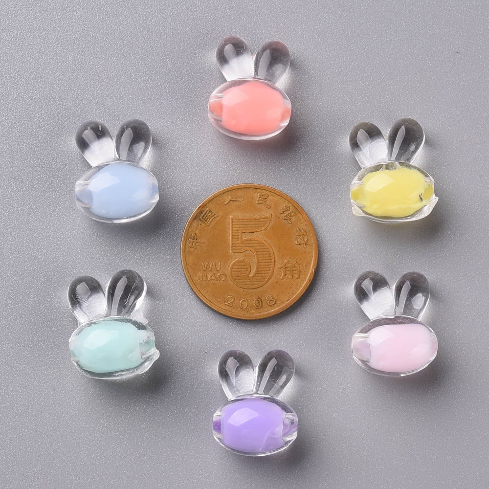 500g Transparent Acrylic Beads Bead in Bead Rabbit Mixed Color 15.5x12x9.5mm Hole: 2mm 480pcs/500g