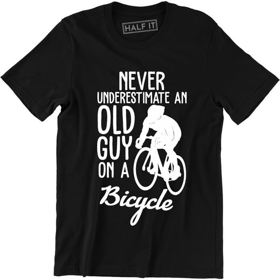 Never Underestimate An Old Guy On A Bicycle Funny Men's Tee Shirt