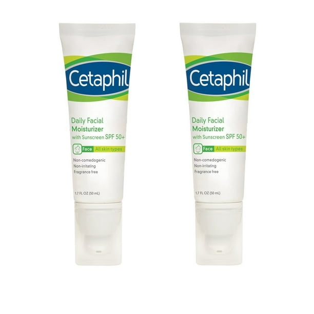 Cetaphil Daily Facial Moisturizer With Sunscreen Spf 50 1 7 Fluid Ounce 2 Pack Walmart Com Walmart Com