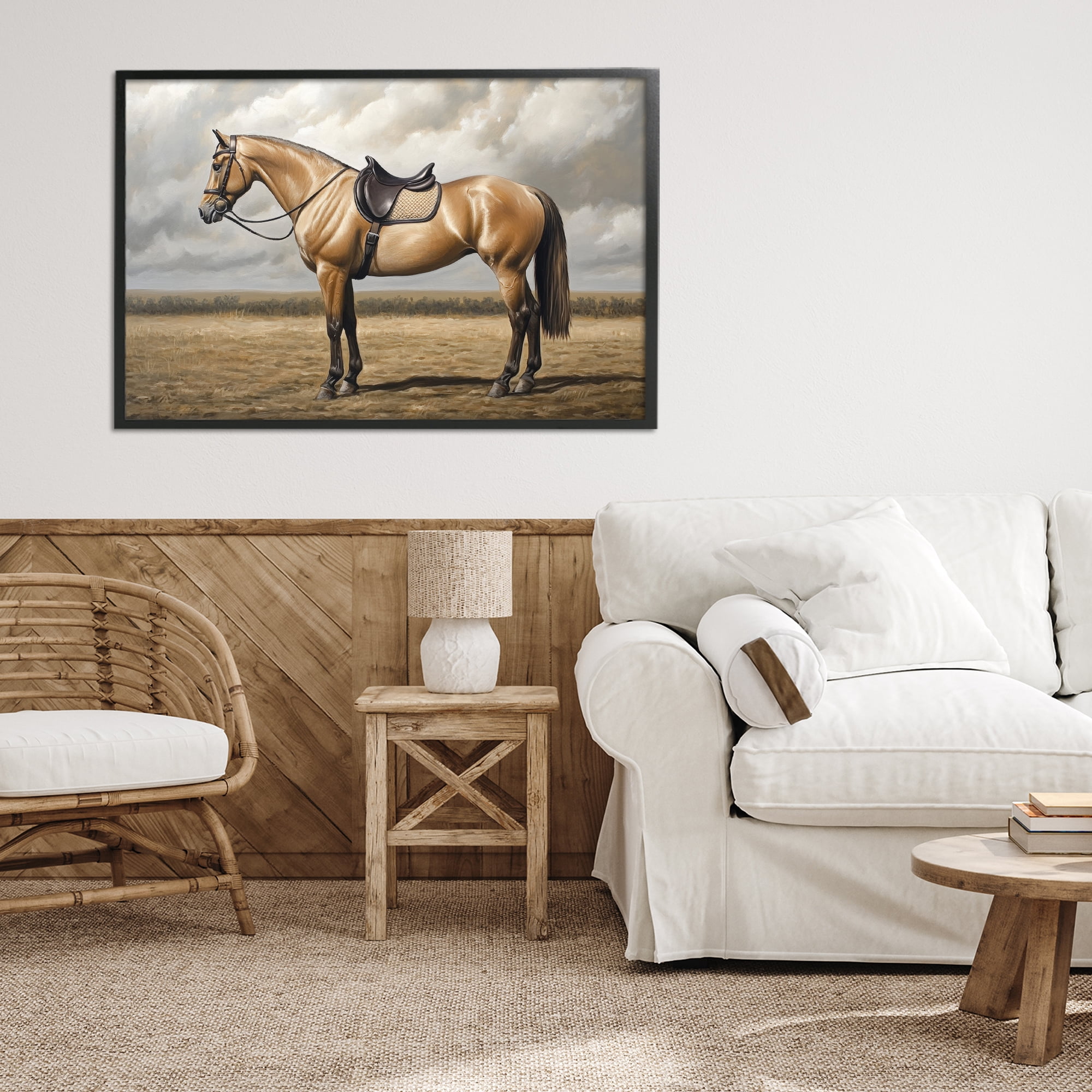 Stupell Industries Shiny Mare Saddled Up Black Framed Giclee Art, design by Petal Prints Design
