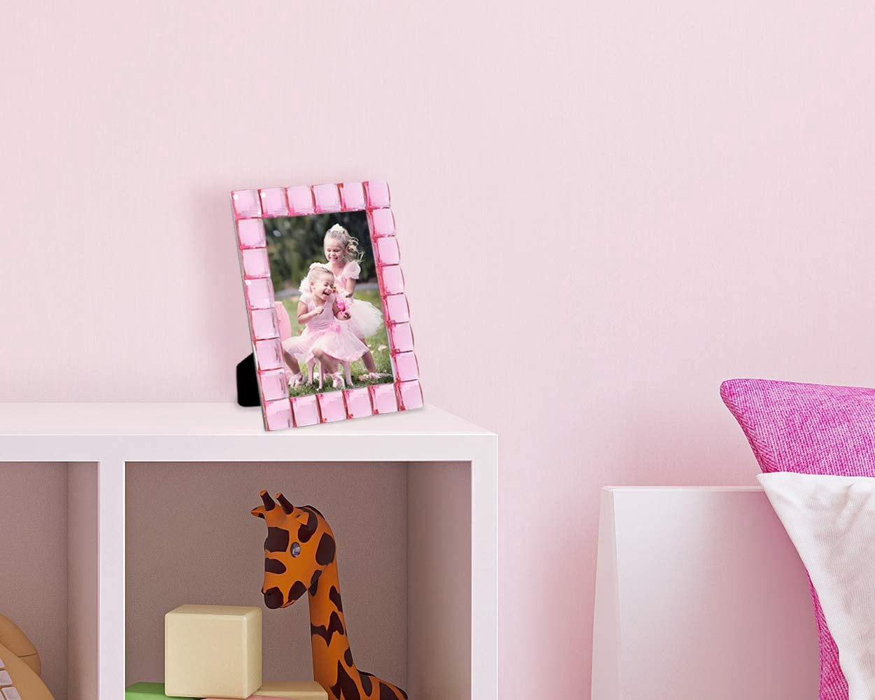 Isaac Jacobs Decorative Sparkling Light Pink Jewel Picture Frame, 4x6, Light Pink