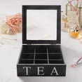 thumbnail image 2 of Wooden 9 Grids Tea Box Tea Bags Container Storage Box Square Gift Box Case Transparent Top Lid Jewe, 2 of 4