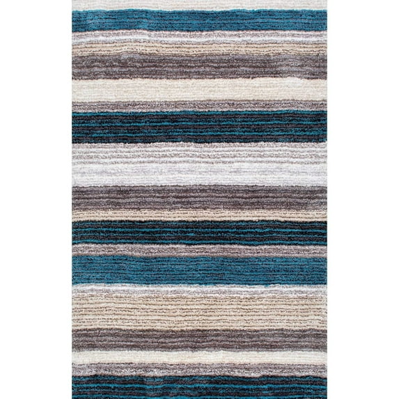 Strick & Bolton Lawrie Handmade Striped Plush Shag Rug