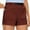 Wine, variant on PPgejGEK Workout Shorts Women Trendy Summer Elastic Waist Shorts Solid Soft Shorts with Zipper Pockets for Beach Park,Daily Wear Travel up to 30% off