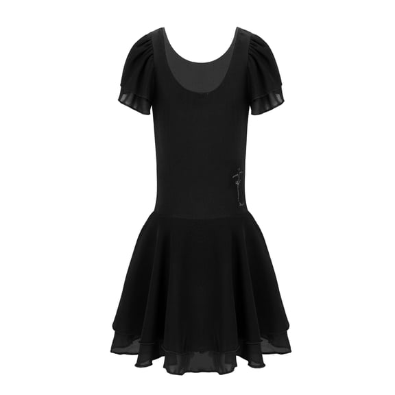 iiniim Kids Girls Short Sleeves Chiffon Tulle Skirted Leotard for Ballet Dance Dress Gymnastic Workout