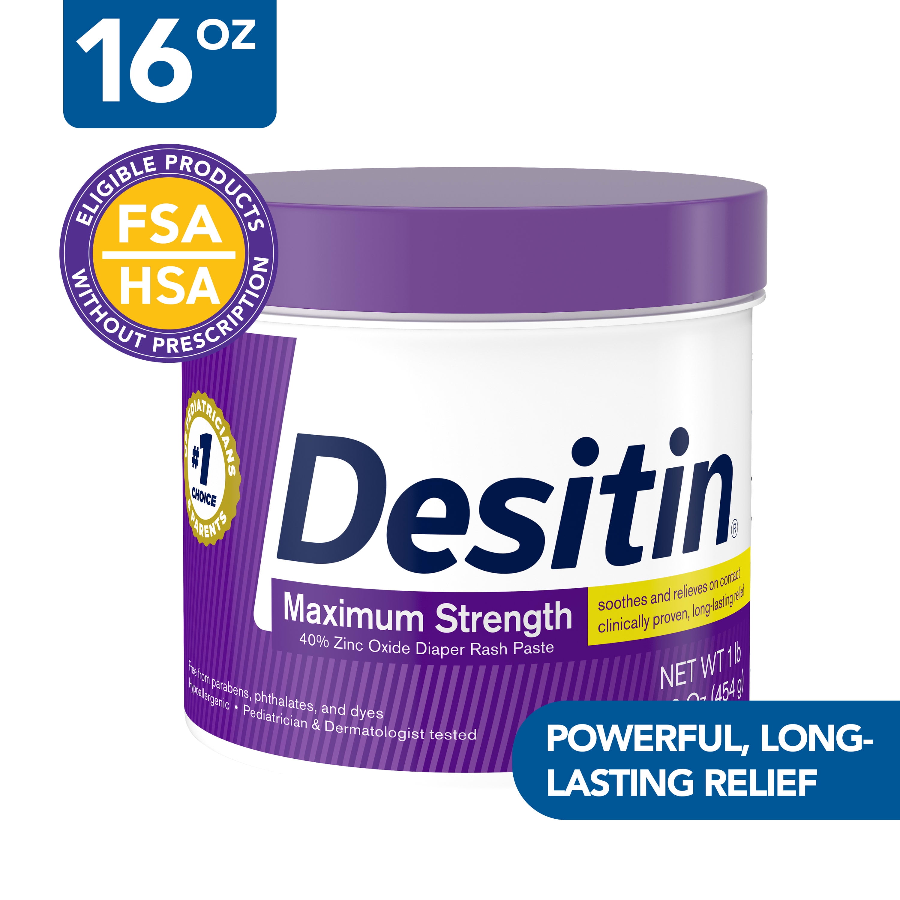 Desitin Maximum Strength Diaper Rash Cream with Zinc Oxide, 16 oz