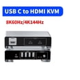 thumbnail image 1 of USB C To DP KVM Switch 8K 60Hz 4K 144Hz Type C Thunderbolt KVM Switches With Controller ,enhances work efficiency, 1 of 4