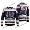 thumbnail image 2 of Suéter navideño feo con estampado 3D de Jiu Jitsu con Jesús te respalda para hombres y mujeres, suéter de punto informal de invierno MY19, 2 of 5