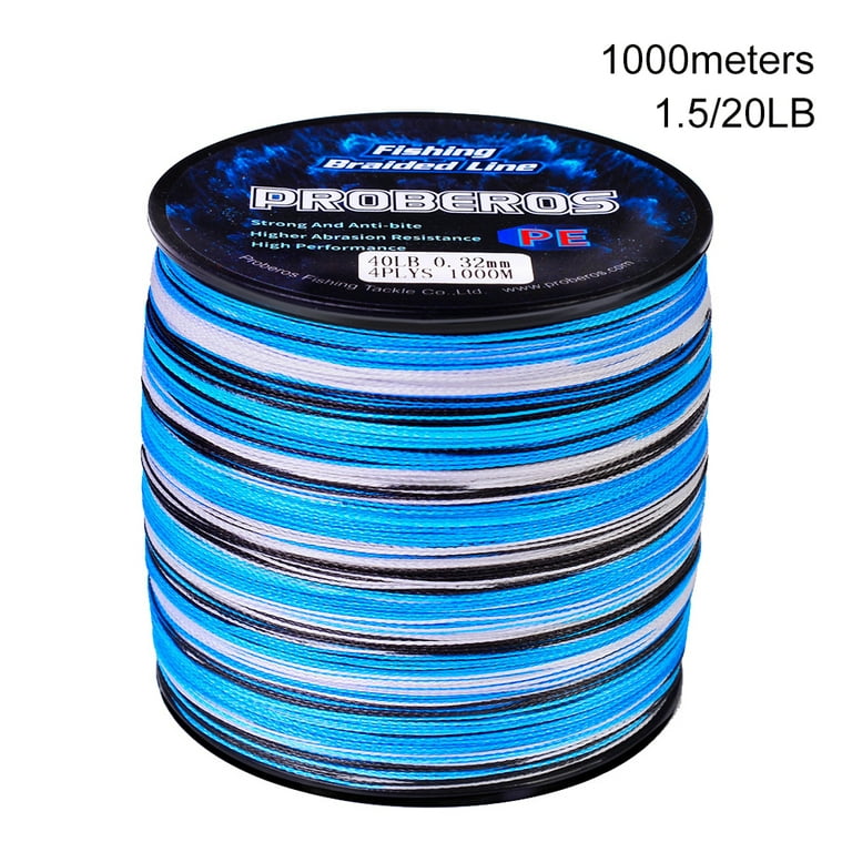 Strong Fishing Line High-Tensile Braided Color Lines for Saltwater Freshwater Fishing Tackle Camouflage Blue 1.5/20LB 1000meters
