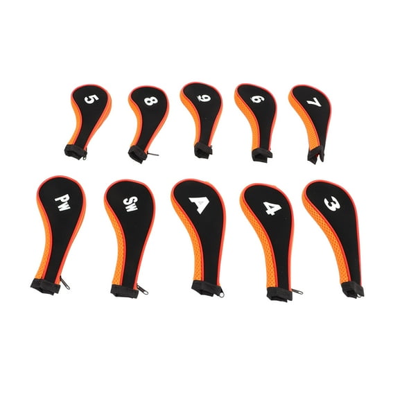 Juego de Fundas para cabeza de hierro de Golf YUNYI BRAND 10 Uds cremallera negro y naranja