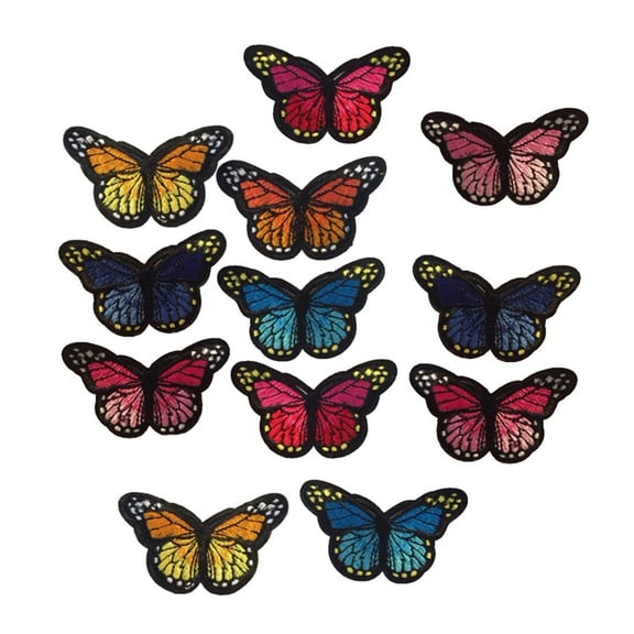 YsXoWiui 12Pcs Mixed Large Butterfly Applique Decorative Patches Sew/Iron on Clothes Bags