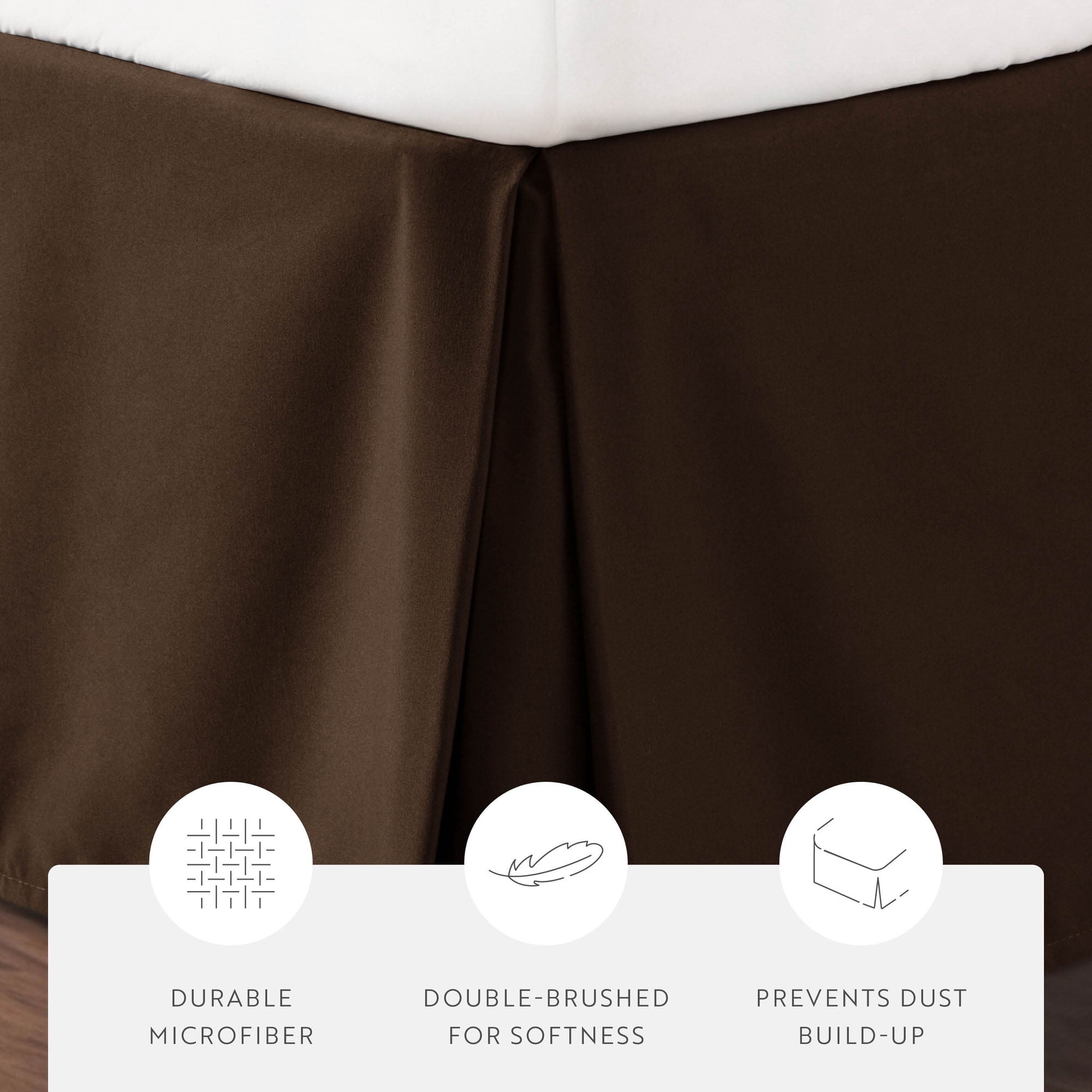 Noble Linens Chocolate Pleated Dust Ruffle Bed Skirt, Twin-XL