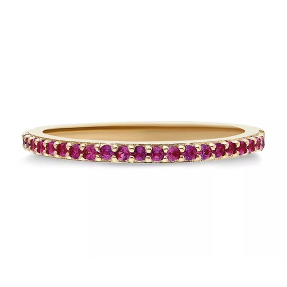 Women's 14k Yellow Gold Plated Lab-Created Ruby Half Eternity Band Ring