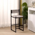 thumbnail image 5 of Metal Bar Stools Set of 2, Counter Height Stools with Rattan Woven Seat, Bar Stool Chairs with Footrest for Kitchen Island, Dining Room, 220LBS Weight Capacity, Grey, 5 of 9