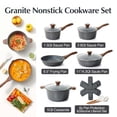 thumbnail image 4 of SENSARTE 17-Piece Granite Pots and Pans Set, Gray Nonstick Induction Cookware Set, Healthy Kitchen Cooking Sets with Stay-Cool Handles, Dishwasher & Oven Safe, Stackable, 4 of 10