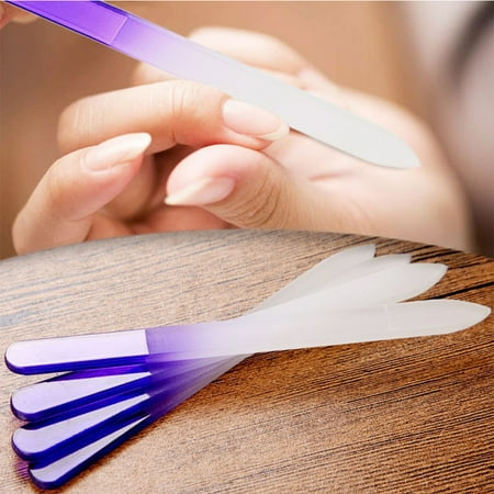 4pcs Nail Files Crystal Glass File Buffer Manicure Device Polishing Nail Art Decorations (Best Glass Nail File)