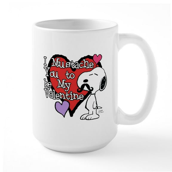 CafePress - Snoopy Mustache You Mugs - 15 oz Ceramic Large White Novelty Mug