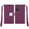 thumbnail image 6 of For Samsung Galaxy A25 5G Premium Leather Wallet with Credit Card ID Slots Cash Holder Duo Flip Pouch Stand and Strap Cover ,Xpm Phone Case [ Dark Purple ], 6 of 10