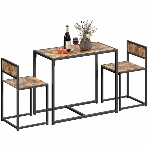 HOMCOM Industrial Dining Table Set for 2, Small Kitchen Table and Chairs