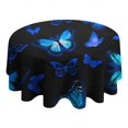 thumbnail image 4 of Black Blue Butterfly Pattern Round Tablecloth 60"x60",Wrinkle Wipeable Table Cloth for Kitchen Dining Room Picnic Patio Party, 4 of 6