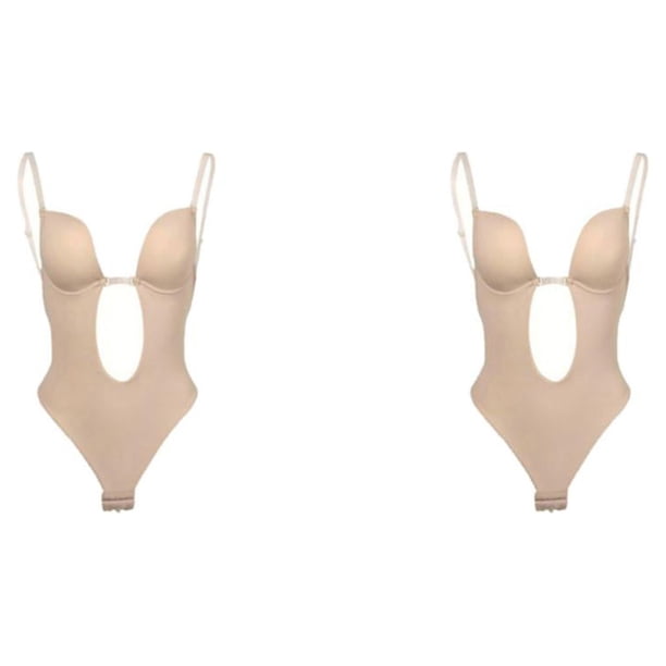 Sonducket Body moldeador para mujer, para fiestas, banquetes, chicas, Control del vientre, adelgazante, mono con cuello en V profundo, ropa, METRO 2Conjunto