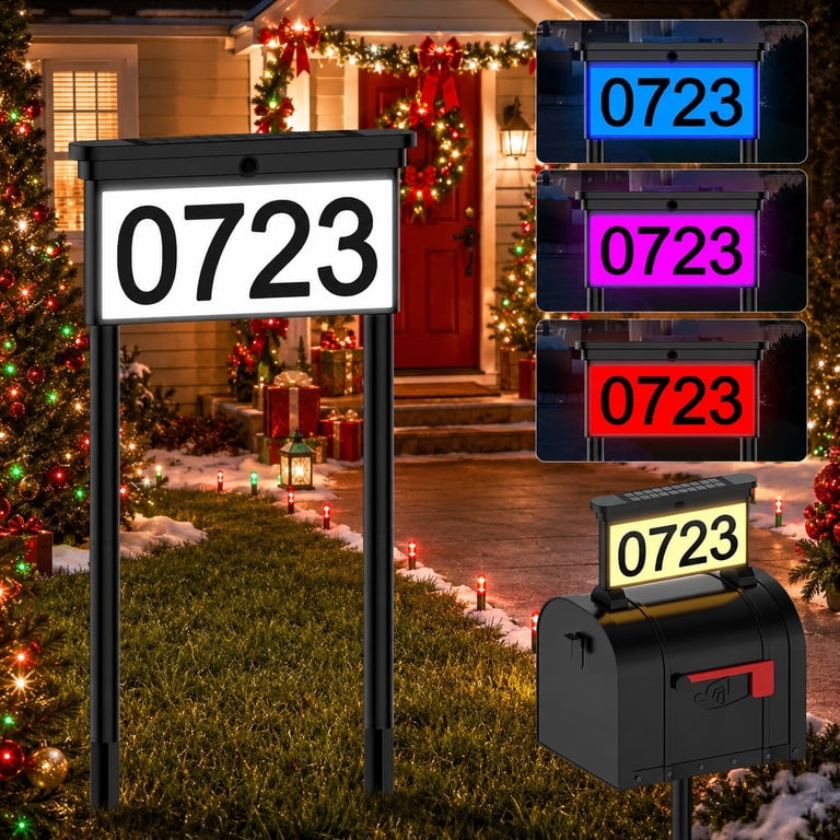 Avatar Controls Solar Address Sign, 12 Color-Changing LED Lights photo 1