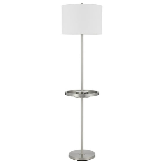 Cal Lighting Crofton 1-Light Metal Floor Lamp in Brushed Steel Silver/White