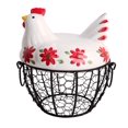 thumbnail image 1 of Kitchen Storage Metal Wire Egg Basket with Ceramic Farm Chicken Cover Fresh Egg Holder/Organizer Case/Container, 1 of 4